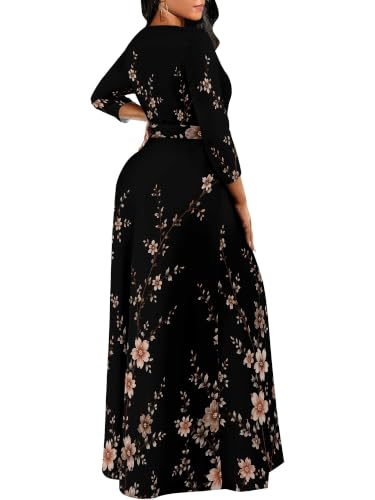 Image of PinkPatty Women's Long Sleeve Maxi Dress Plus Size Casual V Neck Wrap Dress with Pockets&Belt