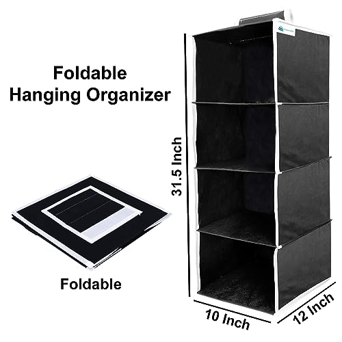 Image of Hanging Organizer (Pink Black, Pack of 2 (4 Shelf))