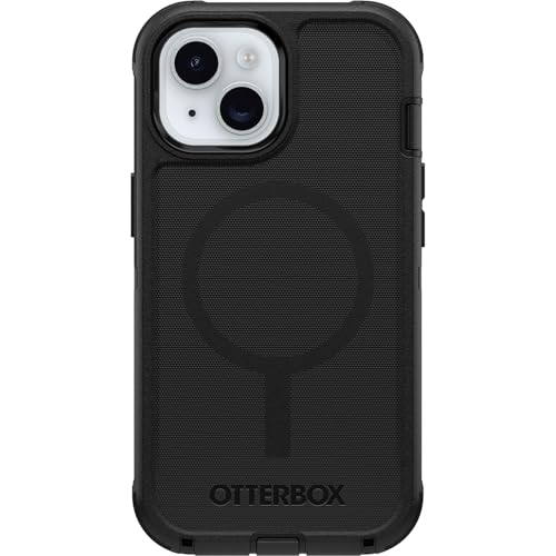 OtterBox Defender MagSafe Case for iPhone 17e, 16e, iPhone 15, iPhone 14, iPhone 13 – 7X Military-Grade Drop Protection, Rugged Grip Texture, Strap Anchors, Port Covers – Non-Retail Packaging – Black