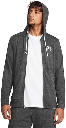 Under Armour UA Rival Terry LC FZ Erkek Ceket Castlerock Light Heather / / Onyx White MD - Görsel 2