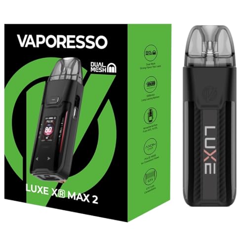 For Vaporesso LUXE XR MAX 2 Kit Batería 3200 mAh (Negro) 80 W 5 ML Cartucho LUXE XR Pod Vacía MTL/DTL Bobina GTX Dual Mesh Coil 0,2Ω/GTX Coil 0,8Ω Cierre de un botón Vape original - No Nicotine