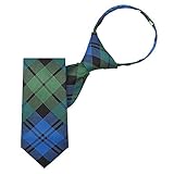 Jacob Alexander Young Boys' Royal Tartans Plaid Black Watch 11-inch Pre-Tied Zipper Neck Tie - Blue...