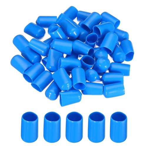 Image of MECCANIXITY 50pcs 12mm(1 /2 inch) Rubber End Caps Cover PVC Vinyl Screw Thread Protector Round Wire Shelf Caps for Screw Bolt Pipe Fence Post, Light Blue