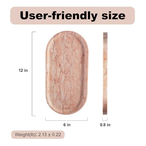 Image of Koville Norway Natural Marble Tray, 12 inchx6 inch Vanity Decorative Tray for Countertop, Catchall Tray for Perfume, Candles, Jewelry Dish