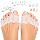 2 Stück Silikon-Zehentrenner, Zehenspreizer Mit 6 kleinen und großen Einsätzen, Verstellbare Zehenkorrektur, Einfach zu reinigen und wiederverwendbar, für Männer & Frauen (Transparent)