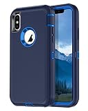 I-HONVA for iPhone Xs Case, iPhone X Case Shockproof Dust/Drop Proof 3-Layer Full Body Protection [Without Screen Protector] Rugged Heavy Duty Cover Case for Apple iPhone Xs/X 5.8, Navy Blue