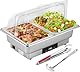 YUCHENGTECH Chafing Dish Elektrisch 9L Buffetwärmer Elektrisch Speisenwärmer Edelstahl mit Temperaturregelung und Durchsichtigem Deckel für Catering Hochzeitsfeiern Restaurants Unterhaltsam