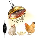 Heat Lamp for Chickens, 170W & 350W Adjustable Heating Temperature and Hanging Height, Chicken Coop Heater, Brooder Lamp, Carbon Fiber Heating Lamp for Chicks, Ducks, Rabbits, Cats, Dogs, Livestocks