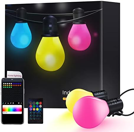 HEDYNSHINE Outdoor Smart String LightsAPP Control,50ft Outdoor String Lights Waterproof,Color Changing String Lights with 25 Bulbs,RGB G40 Led String Lights Outdoor,Outdoor Lights for Patio Music Sync
