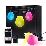 HEDYNSHINE Outdoor Smart String LightsAPP Control,50ft Outdoor String Lights Waterproof,Color Changi