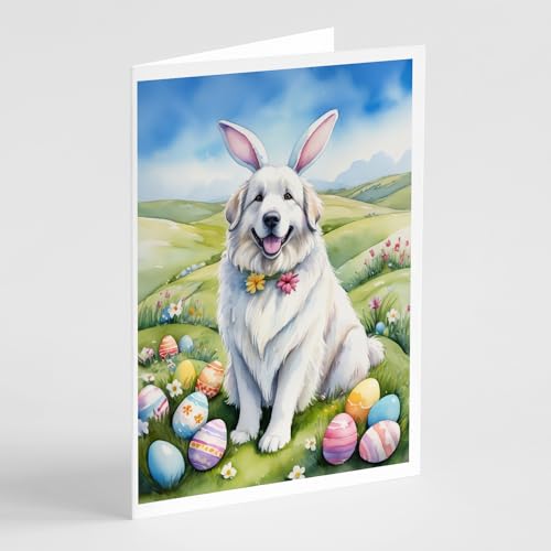 Caroline's Treasures DAC5066GCA7P Great Pyrenees Easter Egg Hunt Greeting Cards Pack of 8 Blank Cards with Envelopes Whimsical A7 Size 5x7 Blank Note Cards