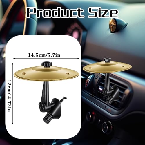 Auto Crash Becken Für Autolüftung Car Schlagzeug Air Vent Mini Drums Auto Trommel Lüftungsschlitz Autos Vehicles Inneneinrichtung Eisen Autos Entlüftungs Dekoration Für Alle Fahrzeugtypen (Gold)