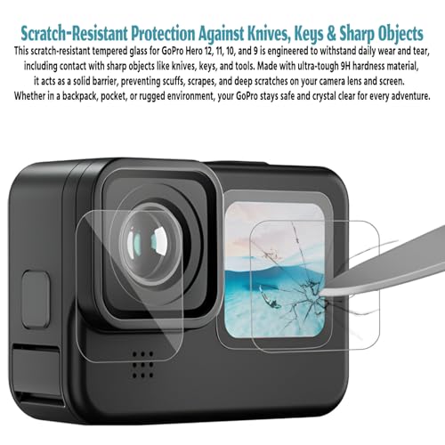 Image of Tempered Glass Screen Protector for GoPro Hero 12 / GoPro Hero 11 / GoPro Hero 10 / GoPro Hero 9 (3 P'cs Set) (Action Camera)