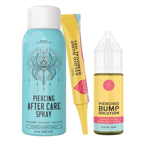 base labs piercing aftercare kit - saline spray, bump solution, scar gel