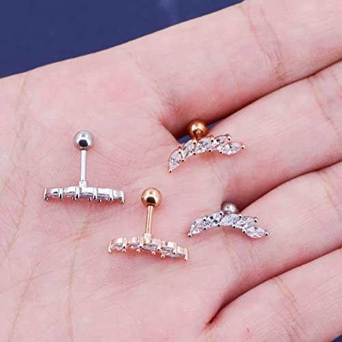 Melighting Helix Earrings 16G Helix Piercing Clear Cz Curved Vine Upper Ear Surgical Steel 316L Cartilage Earrings Tragus Piercing Earrings Studs Women Body Piercing Jewelry #TOP2