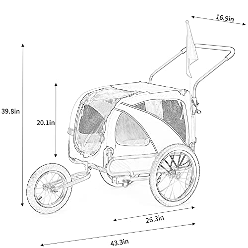 Sepnine & Leonpets Dog cart of 2 in1 Medium pet Dog Bike Trailer Bicycle Carrier and Jogger 10201 Orange