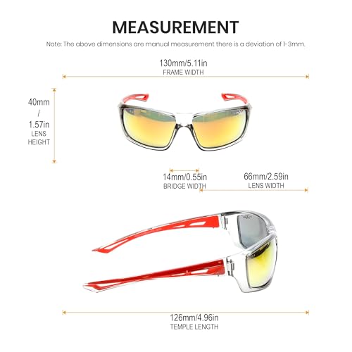 Calabria First Serve Grey Crystal/Red Mirror Pickleball Sunglasses for Women Polarized Pickleball Glasses for Men Racquetball Protective Eyewear Outdoor Sunglasses Men Sport Squash Cricket Glasses