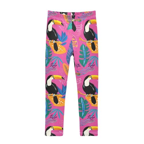 ALAZA Girls' Leggings Children's Yoga Pants Skinny Printed Dance Toucan Hawaii Comfortable 4T