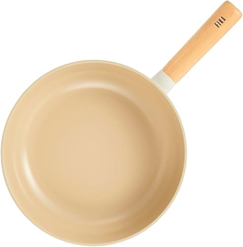 Miniatura 4 de FIKA Wok antiadherente de 10 pulgadas con mango de madera, utensilios de cocina compatibles con inducción para todas las estufas, sartén de