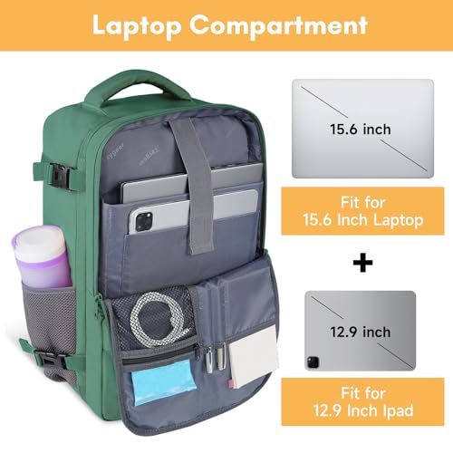 Taygeer Travel Backpack for College Woman, Lightweight Backpack for 15.6 inch Laptop with USB Charging Port, TSA Friendly Bag for Women Traveling, Back Pack Carry On Luggage for friend Gym Sport,Green - Thumbnail 6