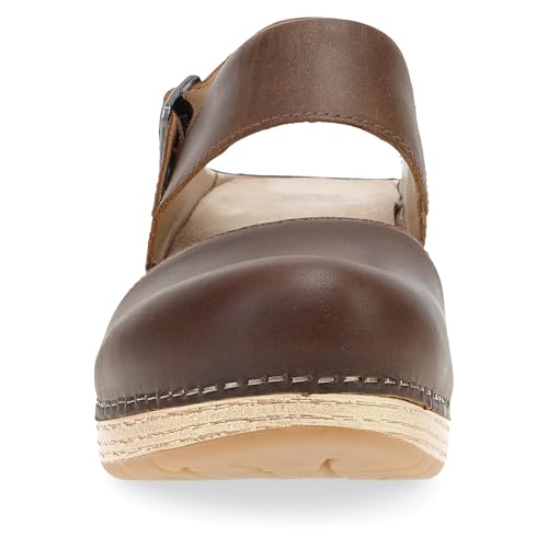 Dansko Lucia Closed-Toe Sandals for Women - Linings from Recycled Materials and Leather for Breathability- Lightweight Rubber Outsole for Long-Lasting Wear Tan 7.5-8 M US