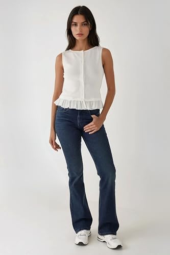 Hiccup Textured Crew Neck Blouse with Ruffle Detail3