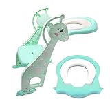 HTTMT- Giraffe Potty Training Toilet Ladder Seat With Upgraded Cushion Step Stool Ladder Toilet Chair/Toilet Trainer for Baby Toddler Kids Children In Blue [P/N: ET-BABY001-GREEN STEP]