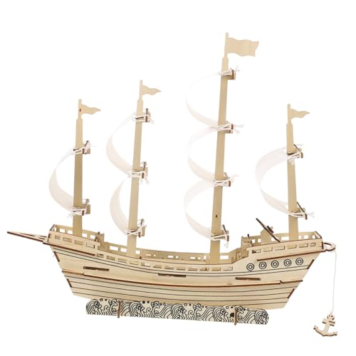 Retro Wooden Sailboat Puzzle Kit DIY Model for Adults