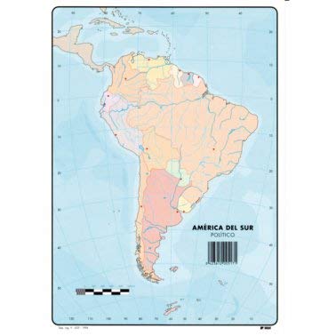 Mapa Mudo América del Sur Físico A4 (10 ud.)