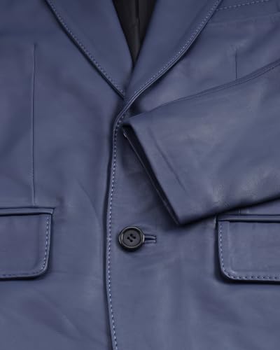 Image of fjackets Mens Leather Blazer Jacket - Real Lambskin Leather Sport Coat, 2-Button, Leather Jacket Men Business to Weekend