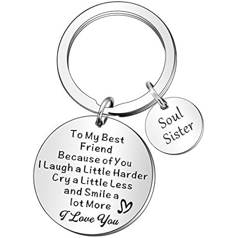 QMVMV Friendship Gifts Best Friend Keyring - Thank You Gift to Best Friend Soul Sister Keychain, Friend Appreciation Gifts, Birthday Christmas Gifts for Best Friend Cover