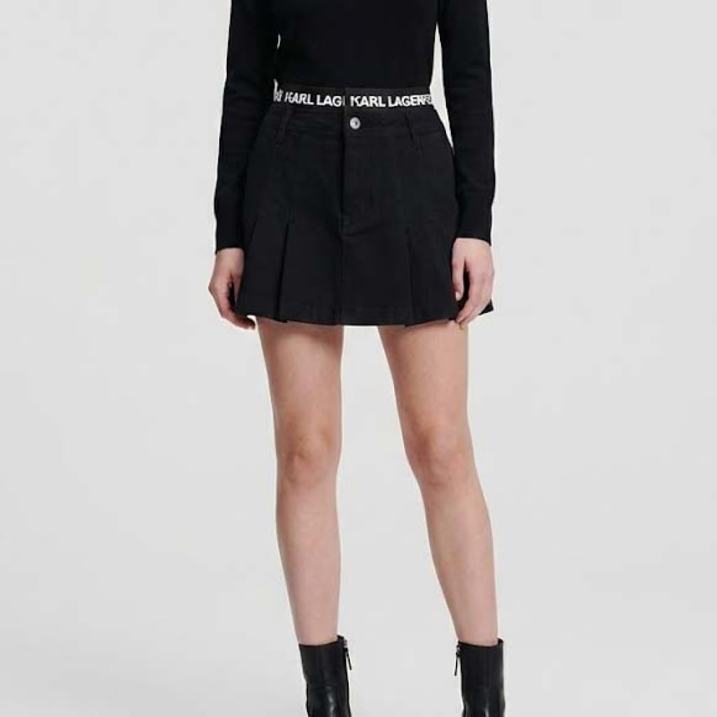 KARL LAGERFELD JEANS Donne Pleated Logo Skirt Nero S