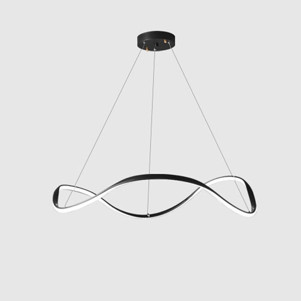 KXEcoLife LED Scandinavian high end full spectrum minimalist chandelier, modern brass circle for living room bedroom dining light,Black,60cm
