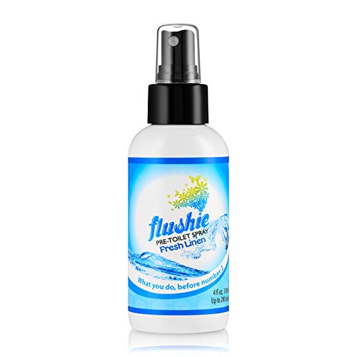 Flushie Pre-Toilet Spray for Poop Travel Size Toiletries Bathroom Spray for Poop Spray for Toilet Deodorizer Traveling Essentials Poop deodorizer Poop Odor eliminator 4oz (Linen, 1 Pack)