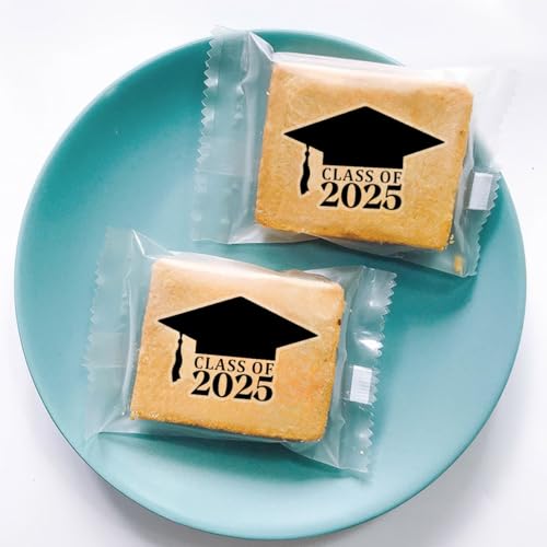 50 x Class of 2025 Graduation Hat Stickers – Black Vinyl Labels for Graduation Invitations, Envelopes, Tumblers, and Party Favors – 2 Inch (Class of 2025 Black)