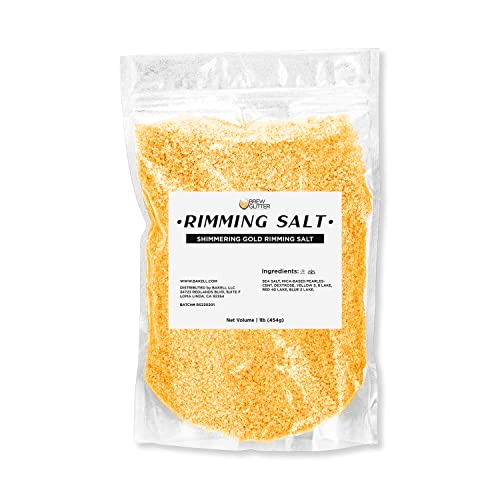 Brew Glitter - Shimmering Gold Rimming Salt (1LB, 1x Resealable Bag) Edible Glitter Blended Cocktail Garnish for Mixed Drinks and Beverages