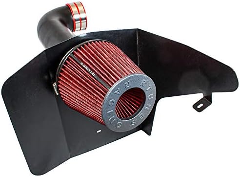 RTUNES RACING BLACK PIPE HEAT SHIELD COLD AIR INTAKE + FILTER Compatible For 10-15 Chevy Camaro SS V8 6.2L