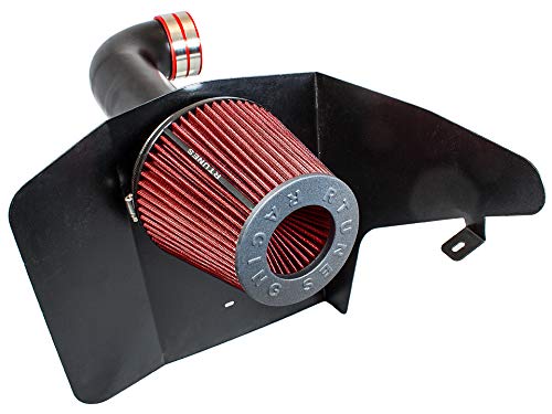 RTUNES RACING BLACK PIPE HEAT SHIELD COLD AIR INTAKE + FILTER Compatible For 10-15 Chevy Camaro SS V8 6.2L
