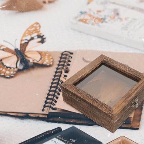 ANDRESLAD Insektenproben Displaybox 6X6X1.8 Zoll Mit Transparentem Deckel Holz Musterkiste Retro Schmuck Vitrine Für Schmetterlingsexemplare Und Kleine Sammlerstücke