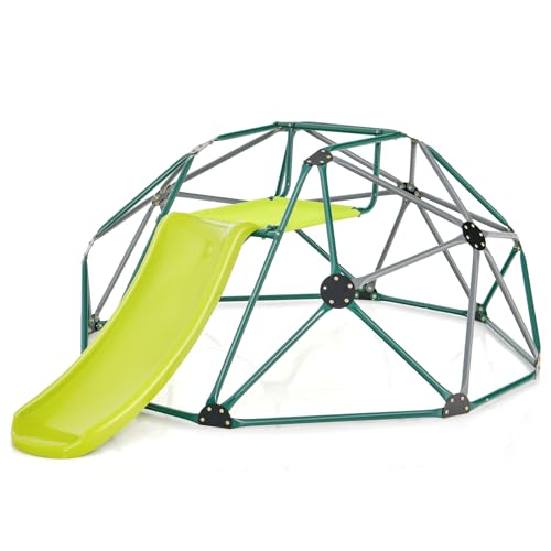 Dôme d'escalade enfant 241cm cage escalade extérieur toboggan et tapis de jeu
