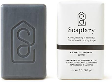 SOAPIARY Luxury Triple Milled Soap Bar - Natural Vegan Plant-Based Hypoallergenic Bath Soaps – Charcoal Verbena, Single Bar
