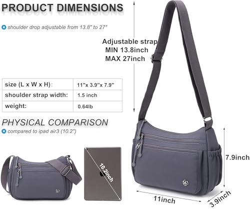 Image of Pealwel Casual Crossbody Bag with Anti Theft Pocket - Women Lightweight Water-Resistant Purse Bag
