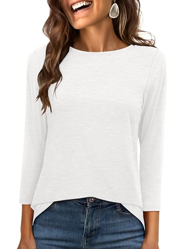 ANRABESS Womens 3/4 Length Sleeve Tops 2025 Summer Tee T-Shirts Boat Neck Tunic Travel Basic Blouses Fall Fashion Clothes
