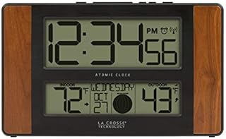 La Crosse Technology 513-1417CH-INT Atomic Digital Clock with Temperature and Moon Phase, 11.10