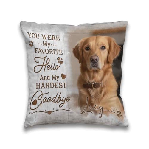 Custom Photo Pet Remembrance Pillow Personalized for Dog Cat Parents Expressing You were Favorite Hello Becoming Hardest Farewell Emotional Keepsake Memory Home Decor