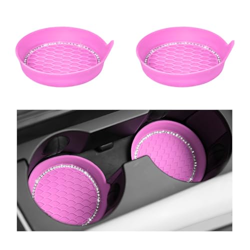 Portavasos para auto 2 pcs con cristales, rosa miniatura 1