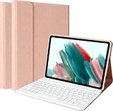 Samsung Galaxy Tab A8 Hülle mit Tastatur mit Abdeckung Auto Wake/Sleep, Drahtlose Abnehmbare Bluetooth Tastatur (Deutsches QWERTZ) für Samsung Galaxy Tab A8 10,5'' 2022 (SM-X200/X205/X207)-Champagner