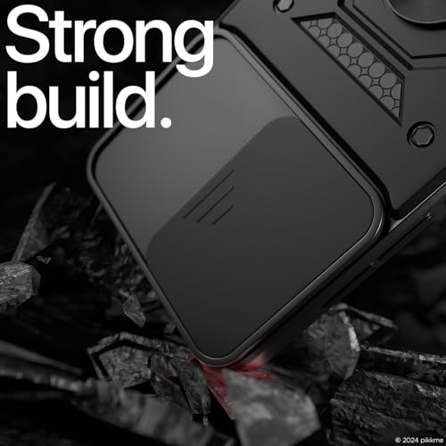 Image of Pikkme D10 Tough Armor Bumper Case | 360 Protection Case | Sliding Camera Shield Cover & Ring Holder Stand Back Cover for OnePlus Nord Ce 4 Lite 5G (Black)