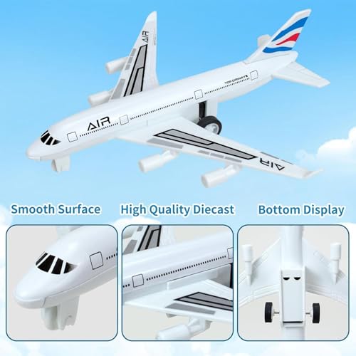 Tcvents Airplane Toys, Metal Airplane Pull Back Airplane Toy for 3 4 5 6 Year Old Boys and Girls Die-Cast Aircraft Models, Kids Vehicles, Airplanes for