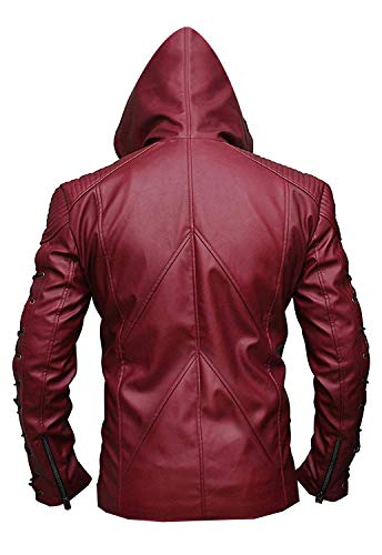 VearFit Stephen Amell Green Arrow Roy Harper Mens Black Faux Leather Jacket SuperHero2